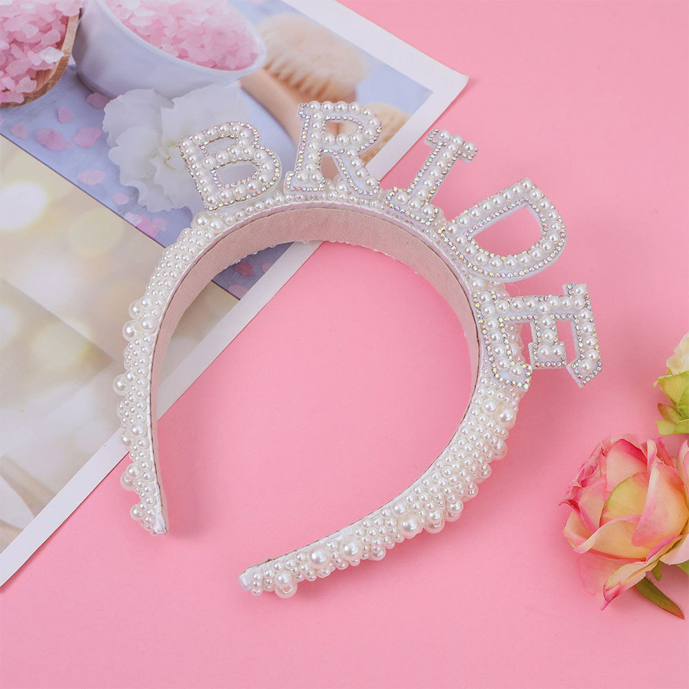 Bride Accessory with Veil Sash and Headband for Bachelorette Party -Iridescent