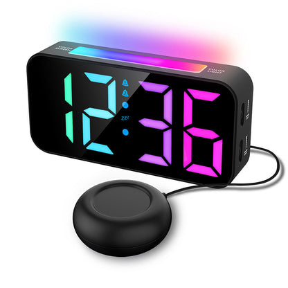 RGB LED Digital Alarm Clock with Night Light Adjustable Brightness and Volume for Heavy Sleepers
