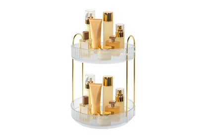 For Vanity 360 Degree Rotating Makeup Organizer Large Capacity Make Up Shelf-Transparent