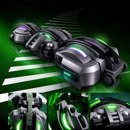 6 Wheel 360 Degree Transforming RC Stunt Car with LED Lights - Grey
