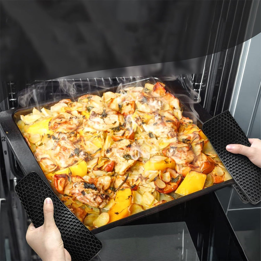 4Pcs Multipurpose Silicone Trivet Mats Heat Resistant Pot Holder Pads for Kitchen Black