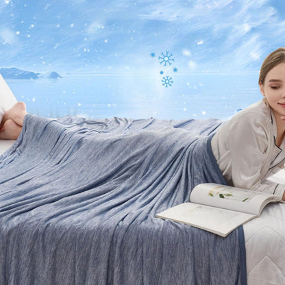 Double Side Cooling Blanket Soft Breathable Summer Blanket for Hot Sleepers Night Sweats Blue
