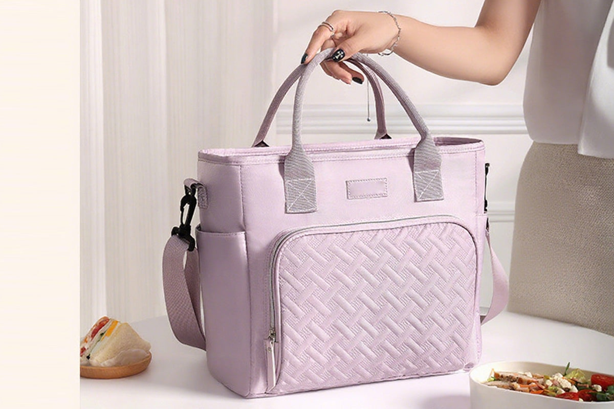 11L Large Insulated Lunch Bag Thermal Lunch Box Leakproof Cooler Tote Bag-Purple