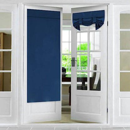 2 Panels Door Curtains Self-Adhesive Blackout Window Door Curtain Privacy Thermal Insulated Curtain Navy