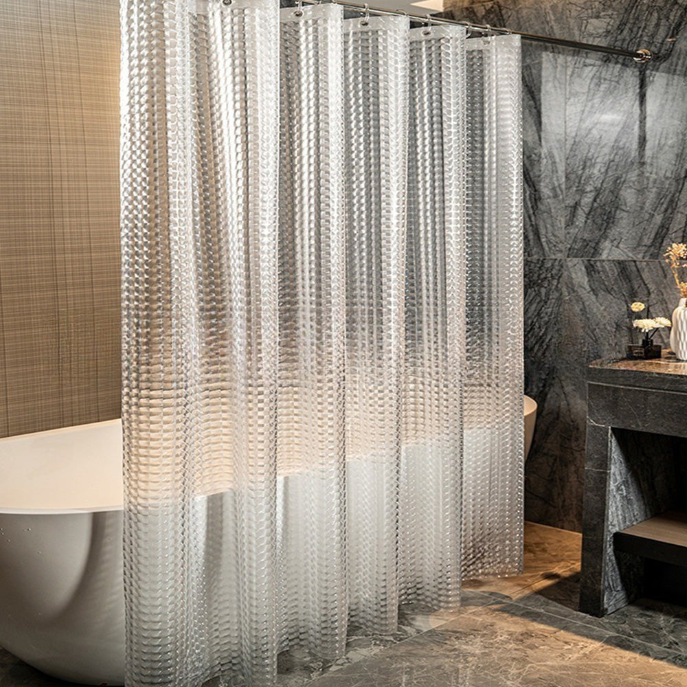 PEVA Thickened Shower Curtain Liner 180x180cm with Rustproof Grommets and Hooks-Clear