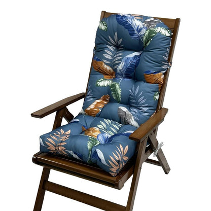 High Back Rocking Chair Cushion Water Resistant Outdoor Seat Pad-Blue