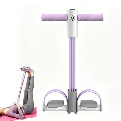 Smart Counting Voice Pedal Resistance Band 6 Tubes for Home Gym-Purple