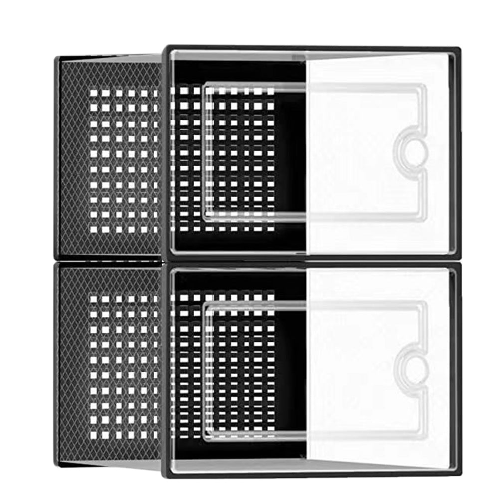 2 Pcs Clear Stackable Shoe Boxes Plastic Sneaker Containers for Closet Under Bed-Black