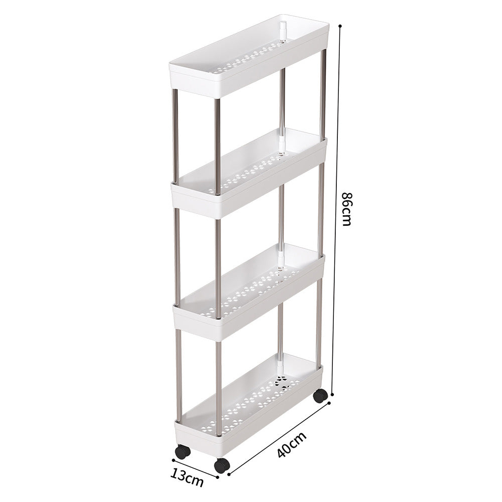 4 Tier Slim Rolling Storage Cart Bathroom Shelves Organizer for Kitchen Laundry