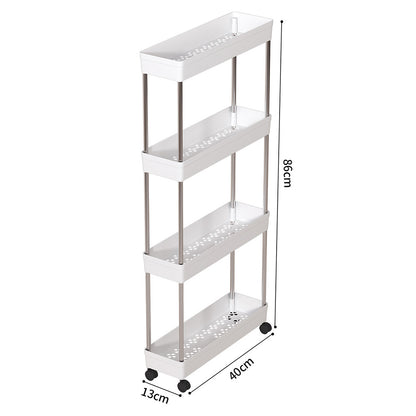 4 Tier Slim Rolling Storage Cart Bathroom Shelves Organizer for Kitchen Laundry