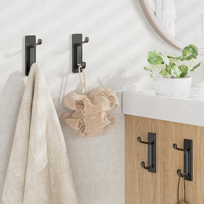 4 Piece Stainless Steel Double Adhesive Hooks - Black