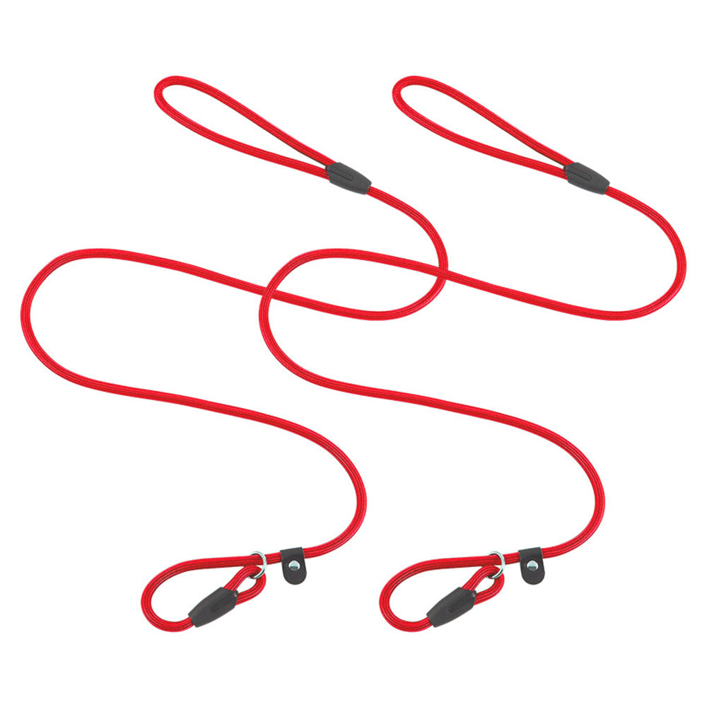 2 Pack 1.4M Pet Training Leash Slip Lead Pets Nylon Rope - Red
