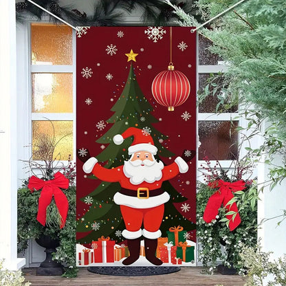 180x90cm Christmas Door Background Cloth Party Decor Hanging Door Curtain Cover Style 2