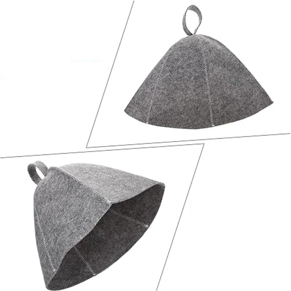 5Pcs Sauna Felt Kit with Hat and Gloves-Grey