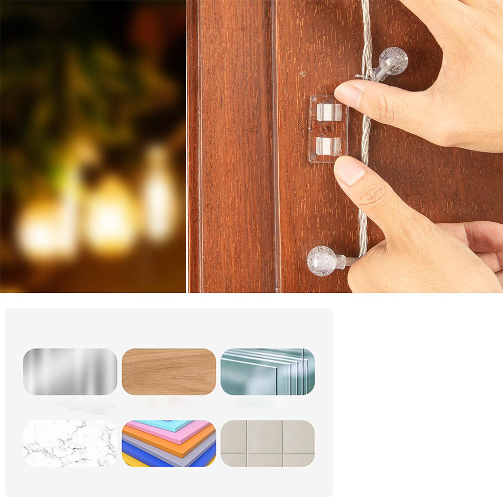 32 Pack Clear Adhesive Outdoor String Light Hooks for Patio Decoration