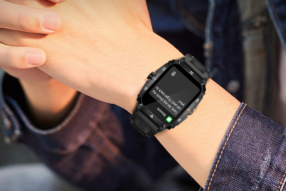 Waterproof Smartwatch for Men Android iOS Phones Smart Watch Fitness Tracker 1.96 Inch Blood Pressure Heart Rate Sport Pedometer Sleep Digital Step Activity Monitor-Black Silver