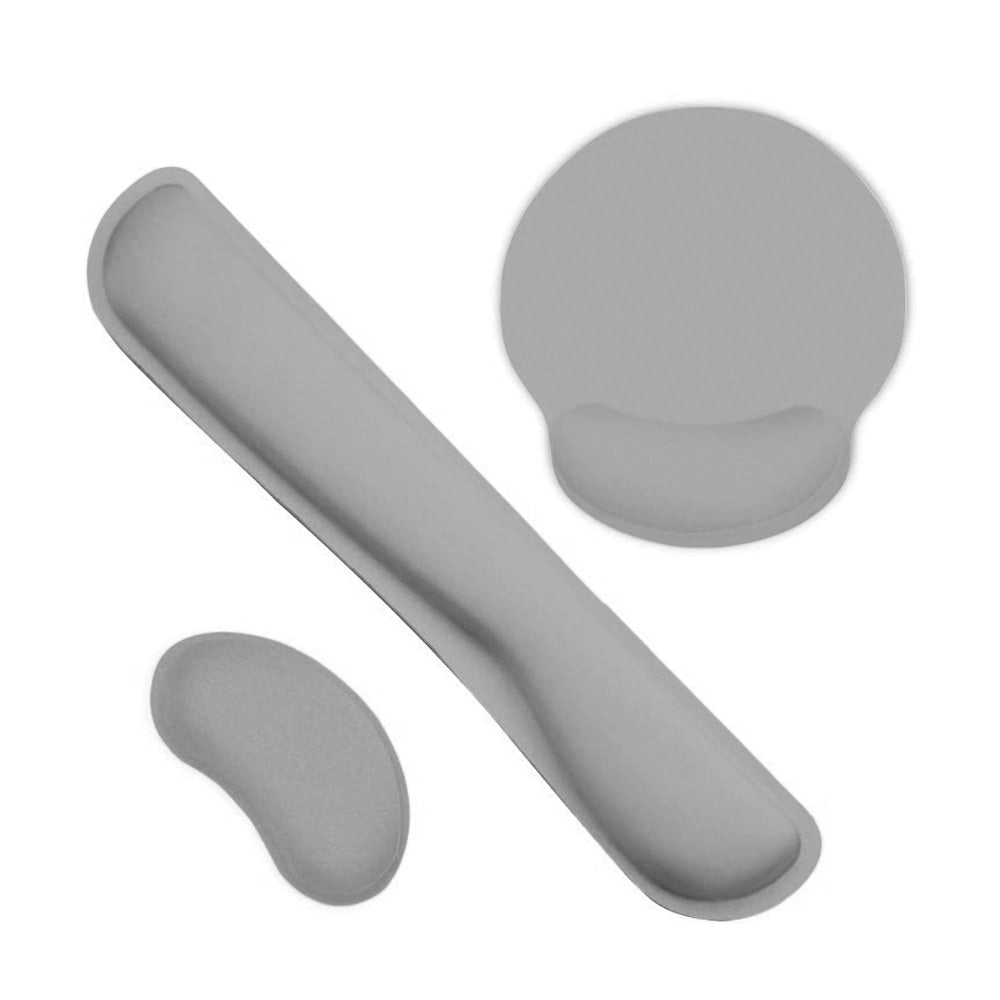 3Pcs Gaming Mouse Pad Mouse Pad with Wrist Rest Circle Curved Ergonomic Mousepad-Grey