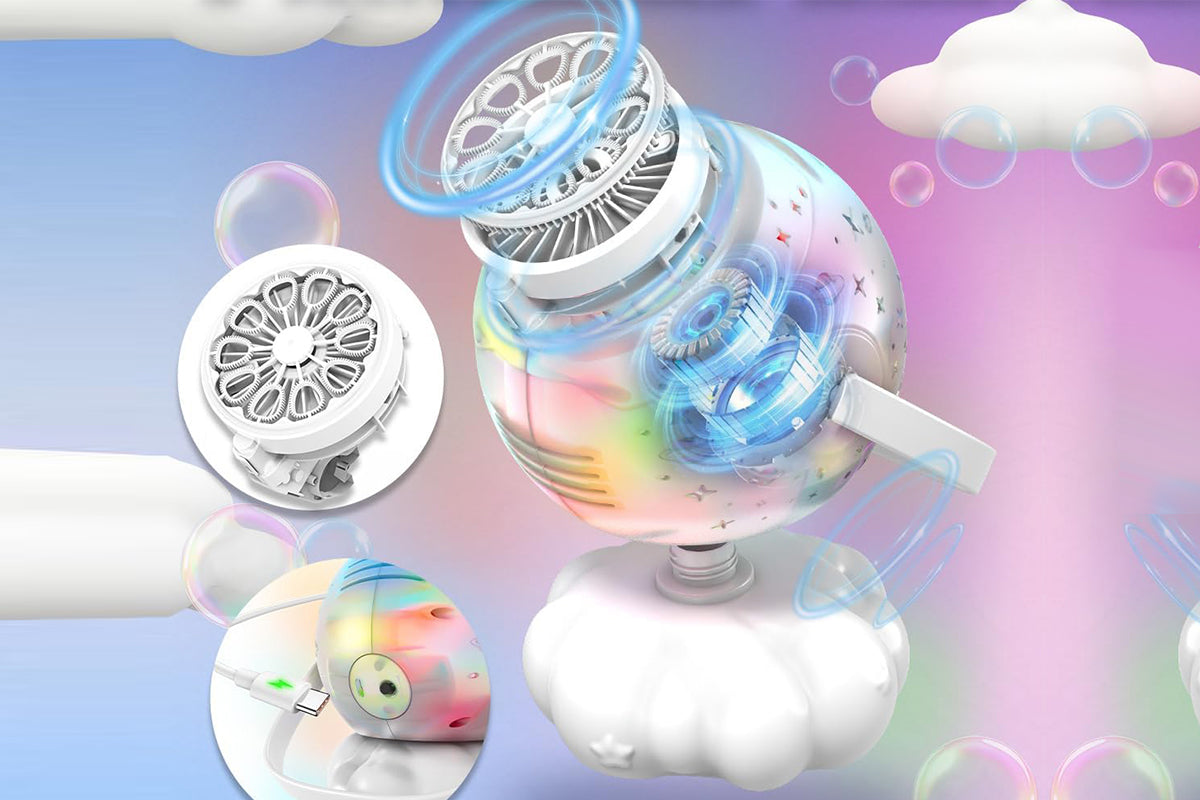 USB-C Rechargeable Bubble Machine with Colorful LED Light Party Birthday Toys