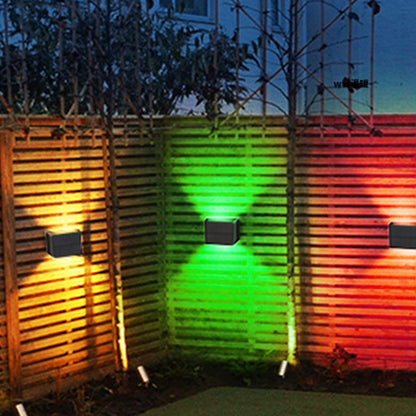 Solar Wall Light Adjustable Beam Angle for Garden Patio-RGB Color Light