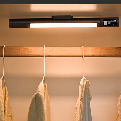Magnetic Motion Sensor Light 3 Colors Adjustable Light Bar for Cabinet Bedside Under Counter 1200mAh Black
