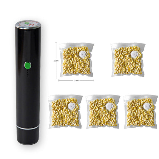 Portable Vacuum Sealer for Food Cordless Handheld Food Vacuum Saver with 5 Pcs Sealer Bags  Black