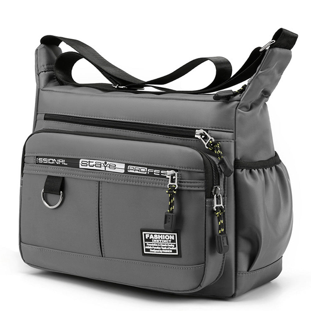 Multi-Pocket Men's Crossbody Shoulder Bag for Outdoor Travel and Commuting -Grey