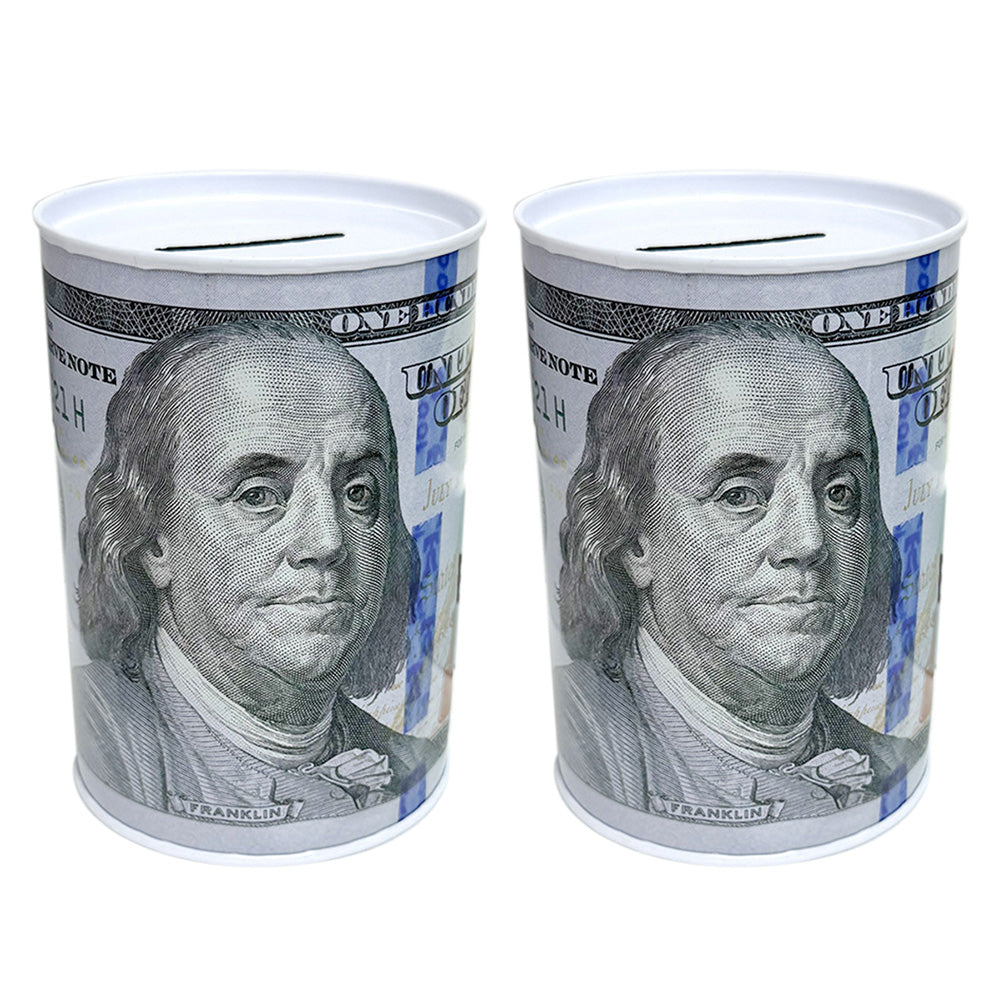2Pcs Money Savings Piggy Bank Bill Coin Saver Tin