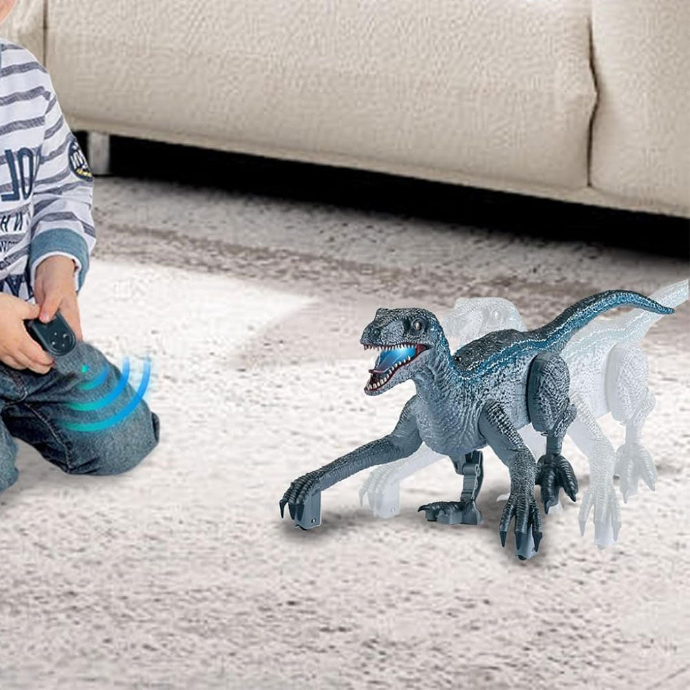 2.4G Remote Control Dinosaur Toy Realistic Walking Dinosaur with Sound Effects Grey