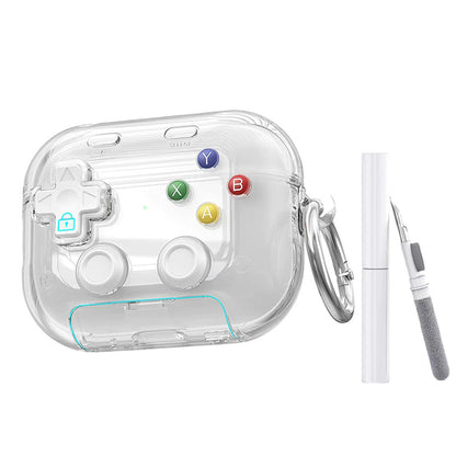 Case Cover with Lock Button and Phone Stand Protective Case for AirPods 4-White