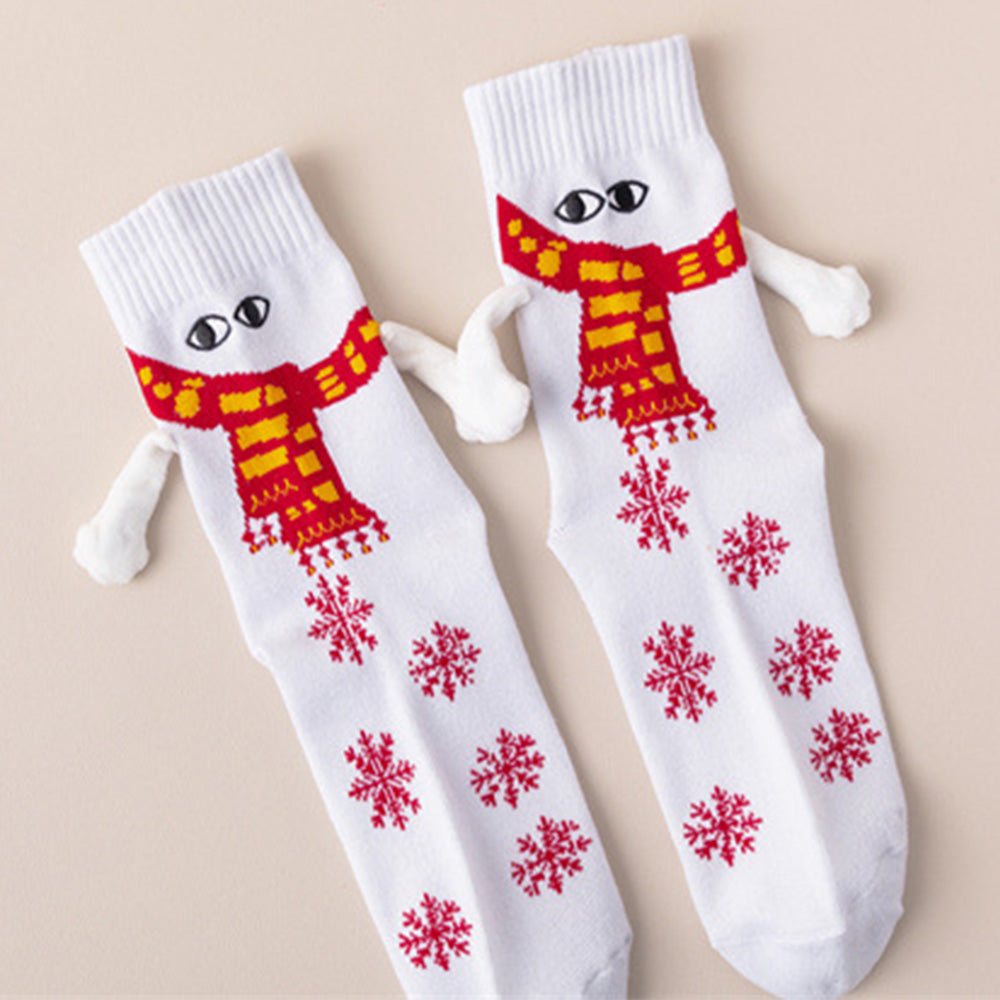 2 Pairs of Holding Hands Christmas Socks Novelty Funny Xmas Couple Socks