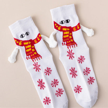 2 Pairs of Holding Hands Christmas Socks Novelty Funny Xmas Couple Socks