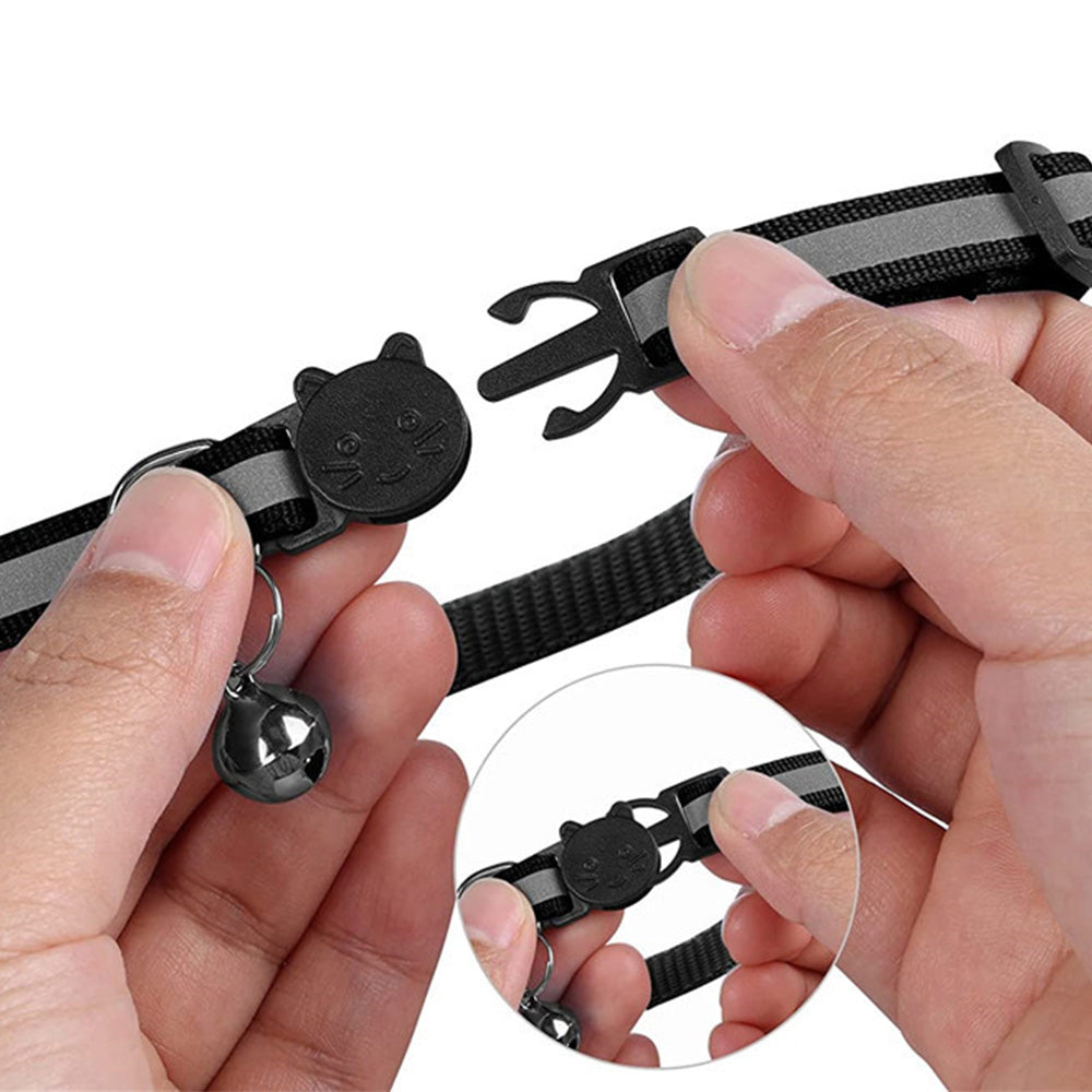 Reflective Cat Collar Compatible with Apple Airtag Adjustable Airtag Holder for Cat Dog Kitten Puppy Black