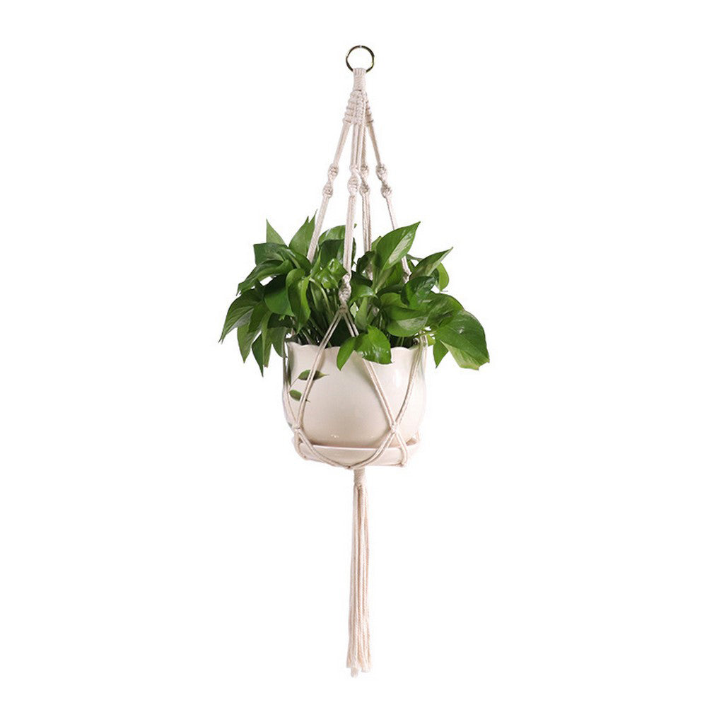 Plant Hanger Indoor Jute Hanging Planter Basket With Beads Decorative Flower Pot Holder-Style 8