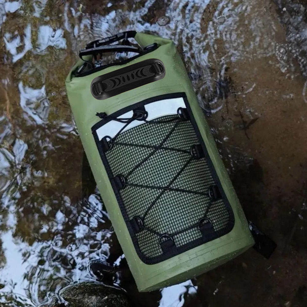 Roll-Top Backpack With Handle Dry Bag Outdoor Bag For Fishing Boating Camping-Green