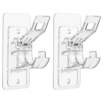 No Drill Self Adhesive Curtain Rod Brackets Transparent Invisible Holders for Curtains Towels-Transparent