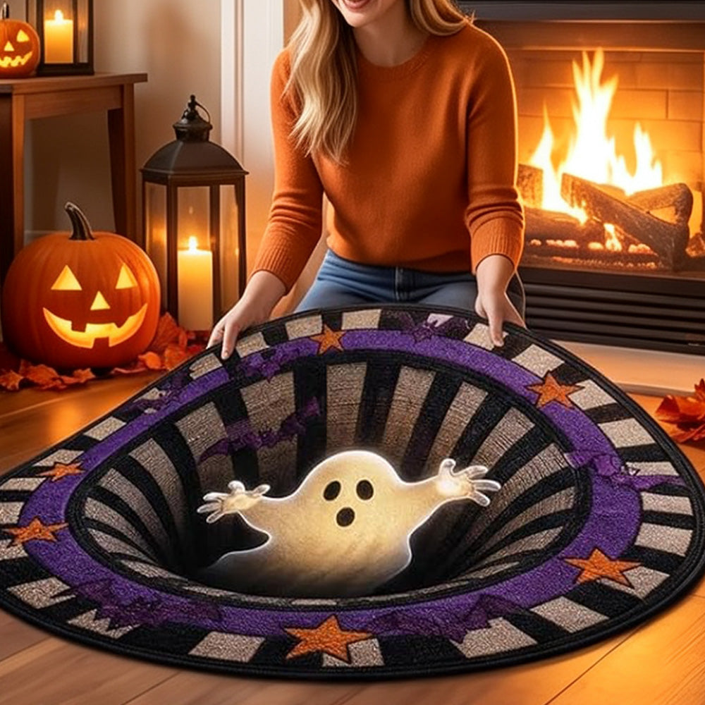 3D Round Non Slip Soft Halloween Rug - Green Ghost