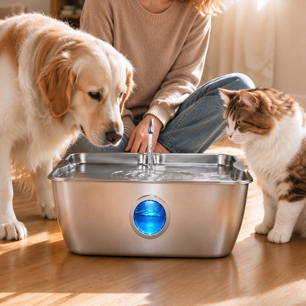 12L Stainless Steel Pet Water Fountain for Large Dogs Multi Pet