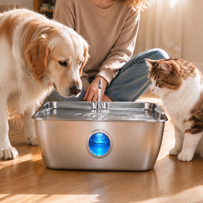 12L Stainless Steel Pet Water Fountain for Large Dogs Multi Pet