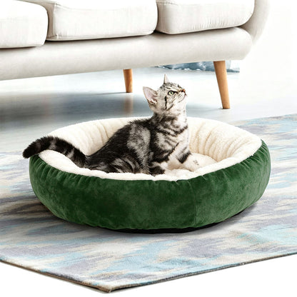 Round Washable Donut Pet Bed with Anti Slip Base - Green