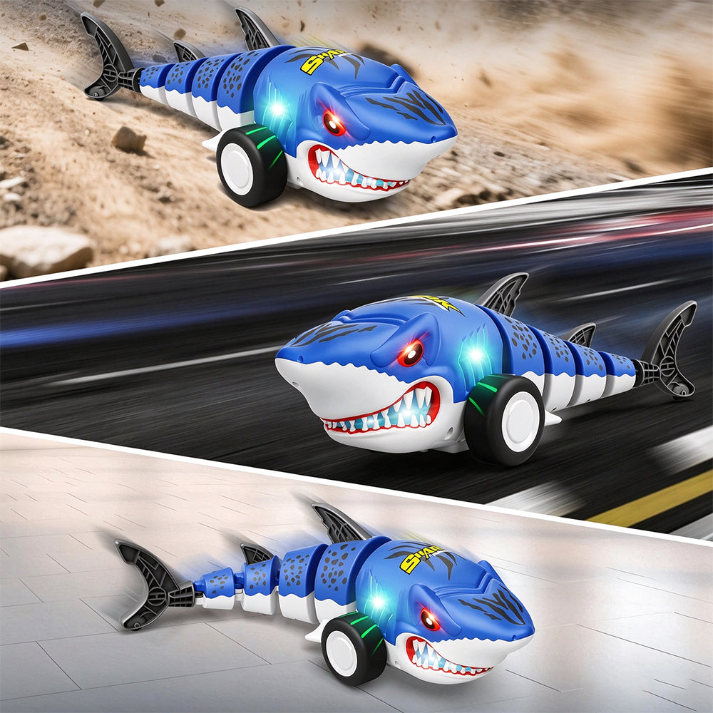 Shark Shaped Off Road RC Car with Colorful Lights and 360 Degree Spin - Blue