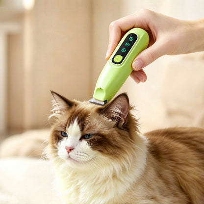 Pet Grooming Clipper Rechargeable Cat Dog Hair Trimmer with LED Light Green