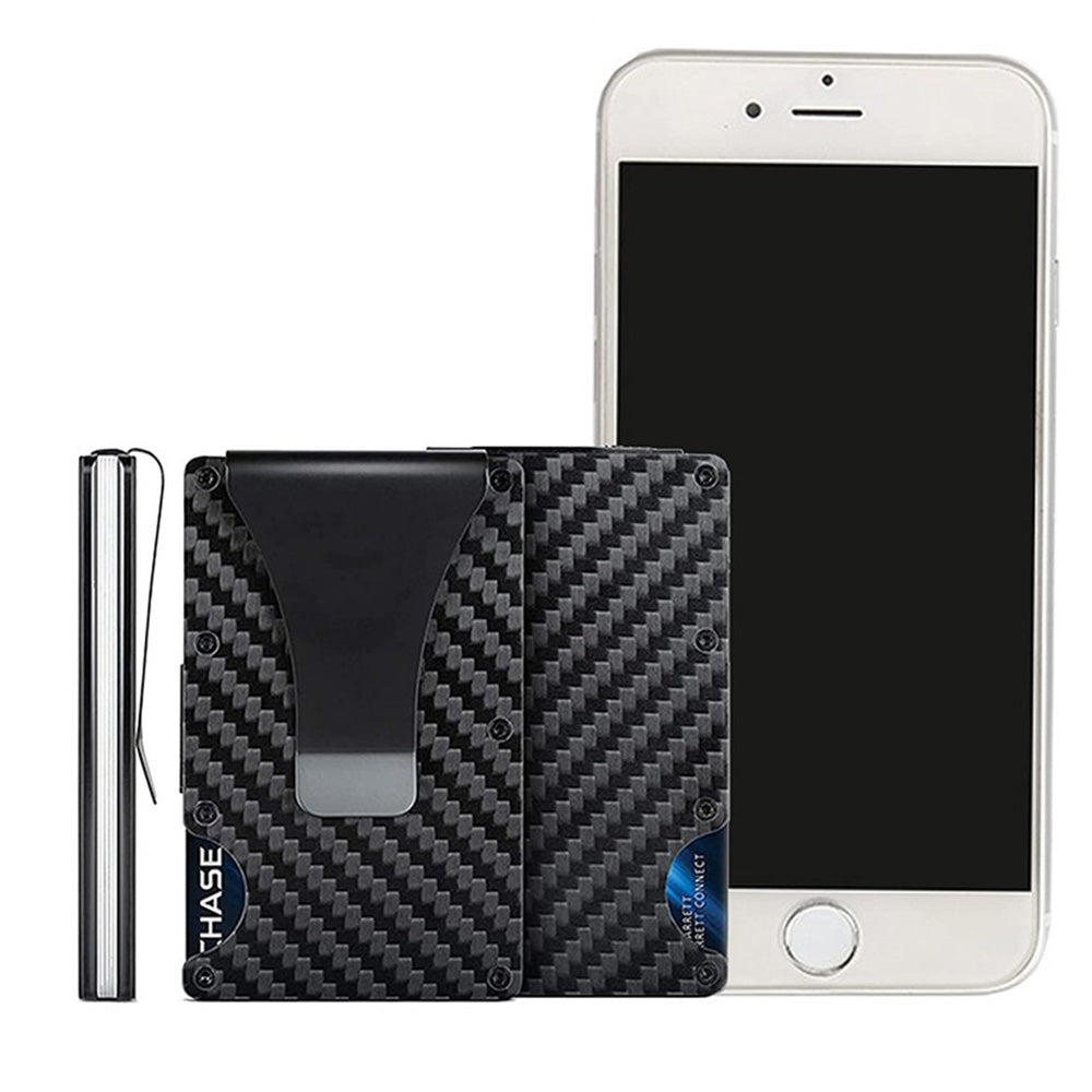 RFID Blocking Wallet Travel ID Card Holder with Metal Clip Black