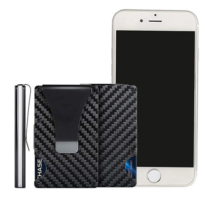 RFID Blocking Wallet Travel ID Card Holder with Metal Clip Black