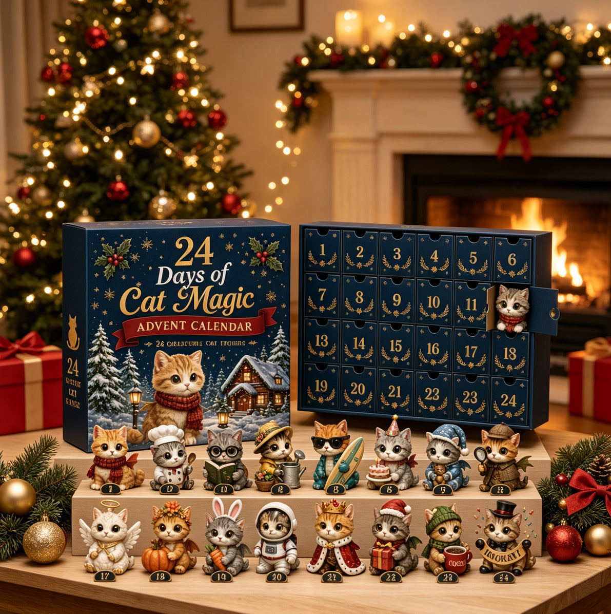British Shorthair Cat Christmas Advent Calendar For Adults 2D Acrylic Cat Decoration