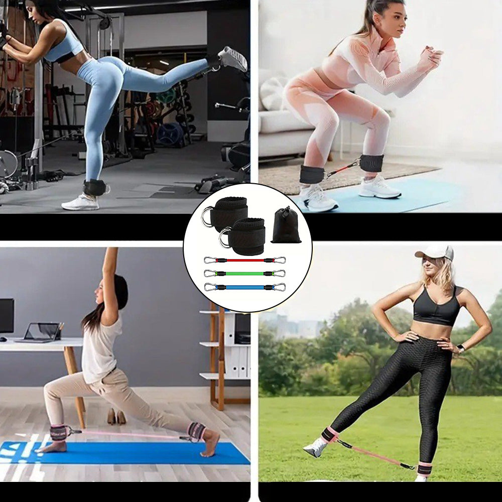 6Pcs Set Ankle Resistance Bands for Working Out Butt Exercise Fitness Equipment for Women Black