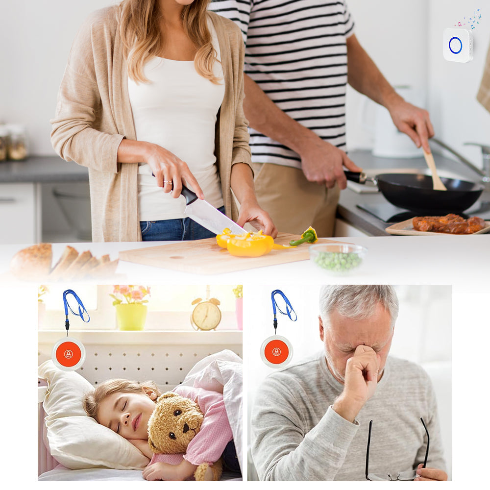 2-in-1 Wireless Caregiver Pager Caregiver Call Button for Elderly Pregnant Disabled