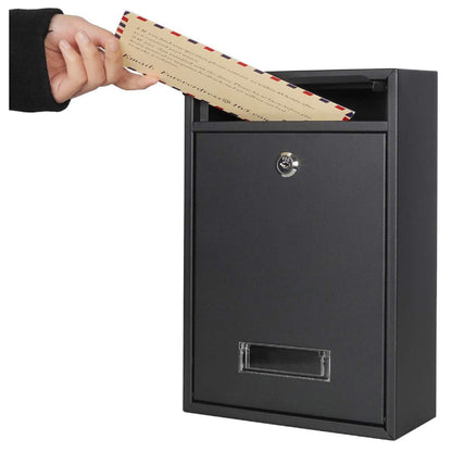 Wall Mounted Locking Mailboxes Key Lock Metal Mail Box Black