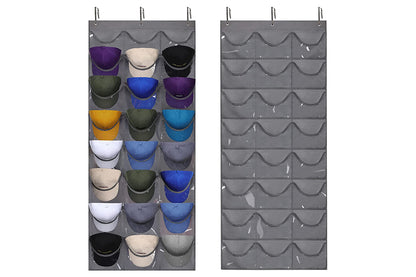 Baseball Hat Rack 24 Pocket For Wall Or Over The Door Cap Organizer-Dark Grey