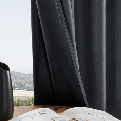 100% Blackout Curtain Panel with Black Liner â€?Heat & Light Blocking Black