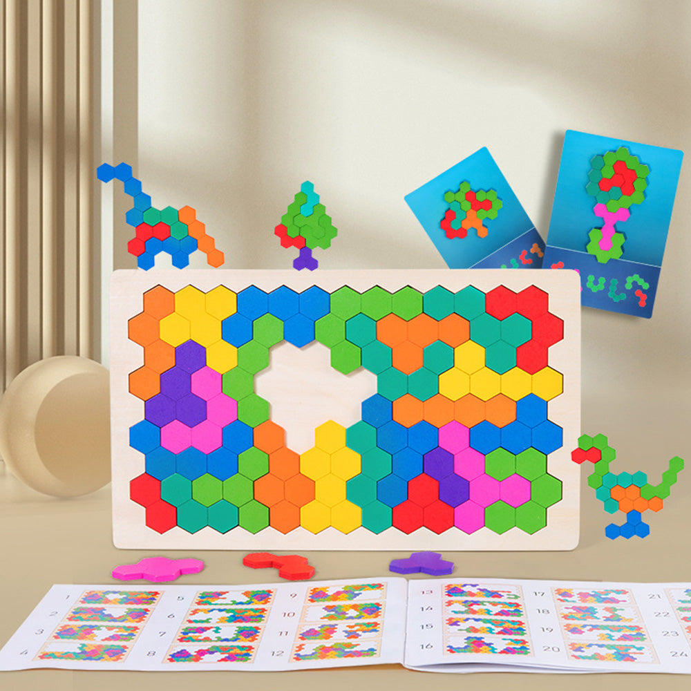 Wooden Tangram Puzzle Set STEM Educational Logic IQ Game Montessori Toy